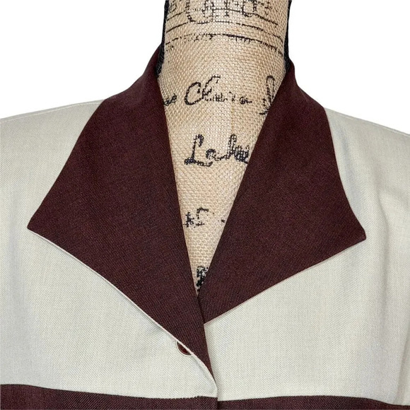 HELENE BLAKE Women's Striped Color Block Lightweight Suit Jacket Blazer Size 8 - Picture 10 of 12